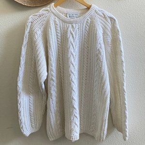 Net works womens vintage oversized cotton cable knit sweater fisherman’s S